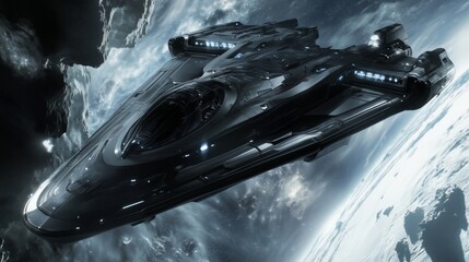 Interstellar warship cruising