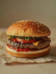 Close-up of burger on table