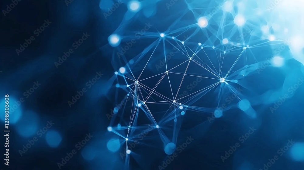 Poster an abstract representation of interconnected nodes and digital networks, showcasing the complexity o