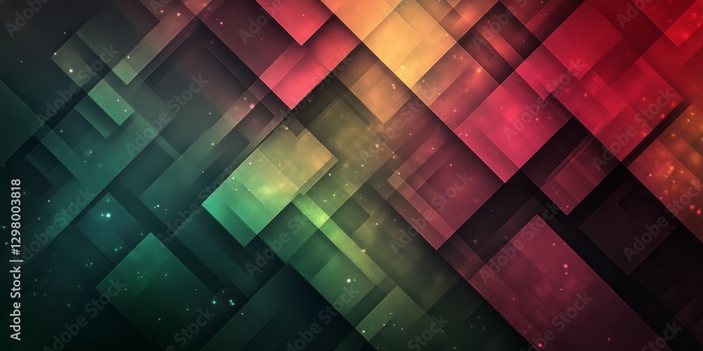Poster abstract geometric background features overlapping colored rectangles with diffused lighting