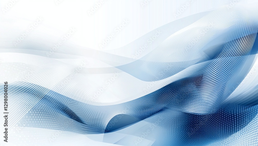 Poster an abstract wave design featuring soft blue tones and gradients, creating a serene and calming atmos