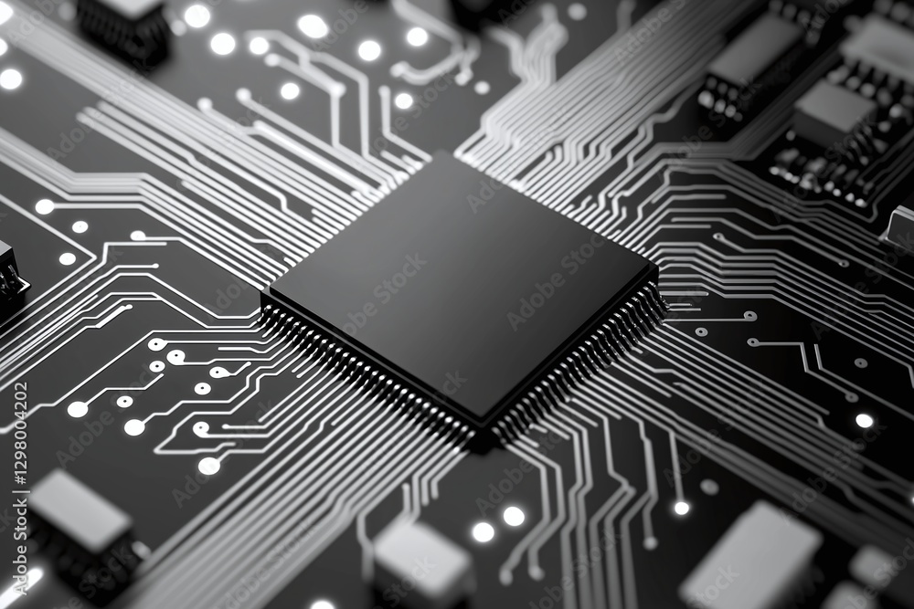 Aufkleber close-up of a detailed circuit board showcasing intricate electronic components, highlighting the co