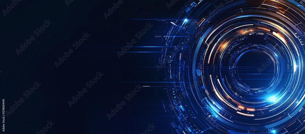 Poster dynamic abstract technology background featuring glowing circles and neon lights. perfect for showca