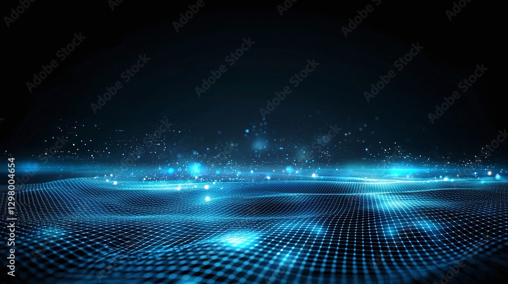 Poster dynamic blue waves of light create a mesmerizing atmosphere, perfect for backgrounds, digital art, a