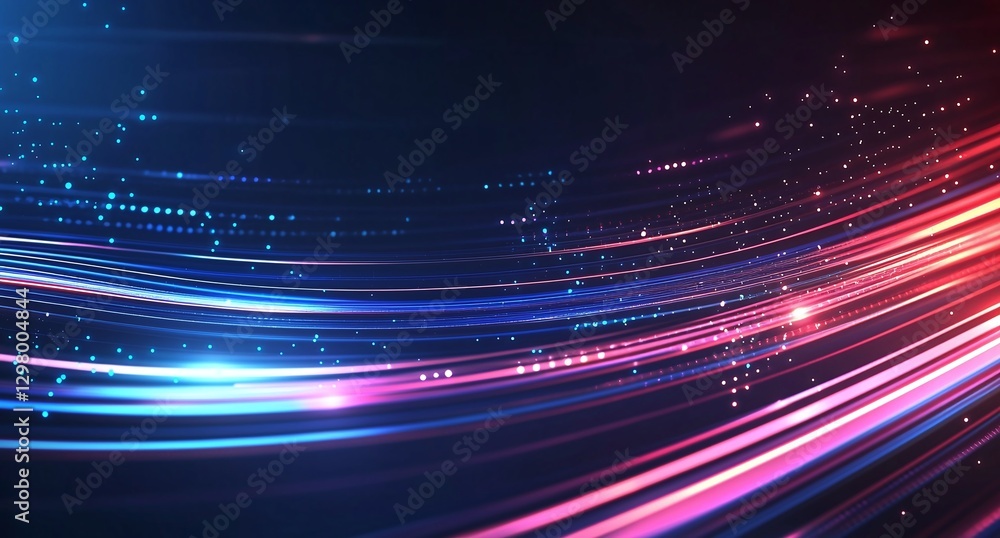 Poster dynamic lines of light swirl together, creating an abstract background full of vibrant colors. the b