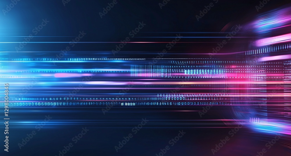 Poster dynamic light trails create an abstract background, blending vibrant colors and patterns to showcase