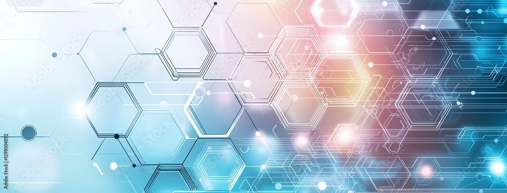 Poster explore the intricate patterns of technology and chemistry through a vivid, abstract representation.