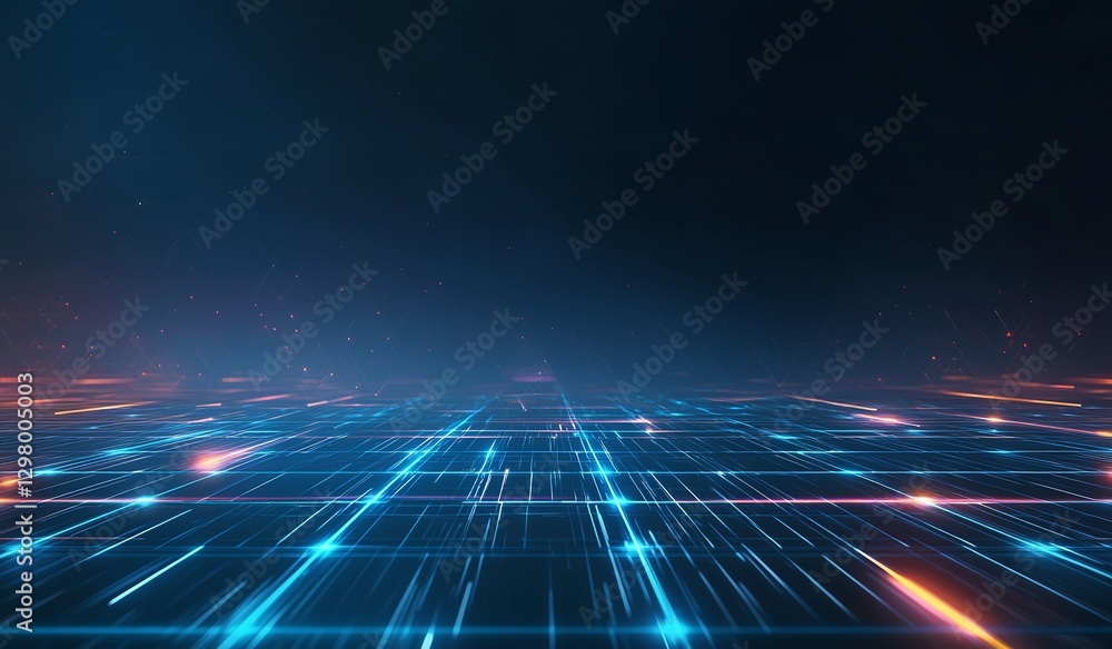 Poster futuristic abstract background featuring glowing lines and dots in a digital space. ideal for techno