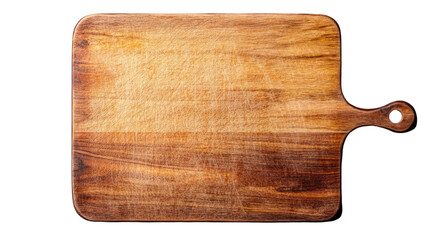 Wooden Cutting Board: A close-up shot of a rustic wooden cutting board, highlighting its natural wood grain and the wear and tear from use, ideal for culinary and kitchen-related concepts.