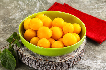 Ripe sweet juicy yellow plum