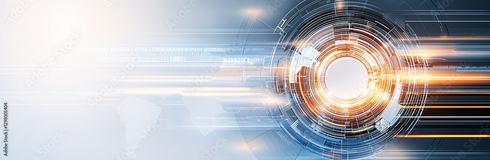 Poster futuristic design featuring dynamic lines and a glowing circular element, representing speed, innova