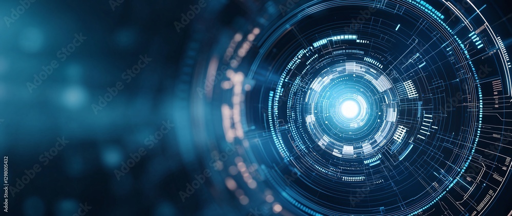 Aufkleber futuristic digital abstract background depicting a glowing round interface with intricate circuits a