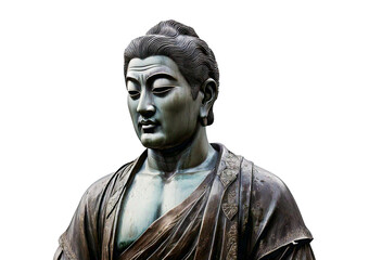 Statue of a person with a serene expression. isolated on a transparent or white background.