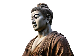 Statue of a person with a serene expression. isolated on a transparent or white background.