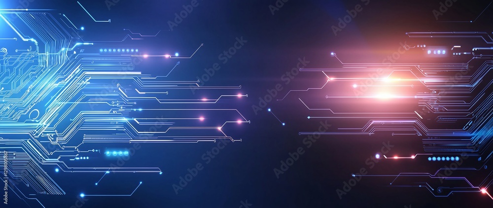 Poster futuristic digital background with glowing circuit patterns. ideal for technology concepts, innovati