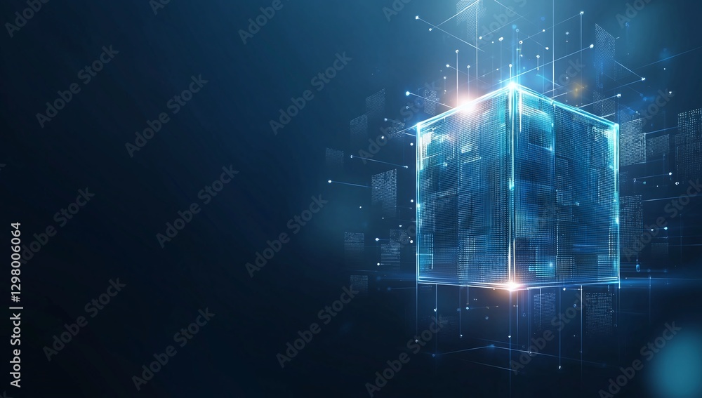 Aufkleber futuristic digital cube representing advanced technology and data integration. ideal for concepts re