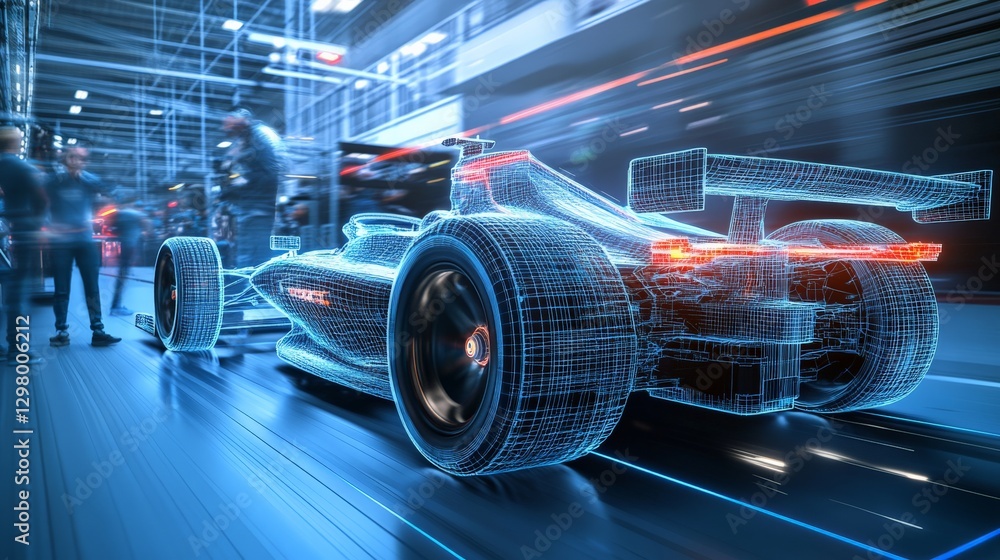 Poster ecu-controlled high-performance ai racing car engine optimizing speed and aerodynamics
