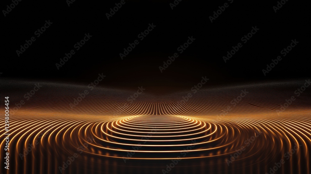 Poster waves of golden light undulate in a dark atmosphere creating a mesmerizing visual experience. genera