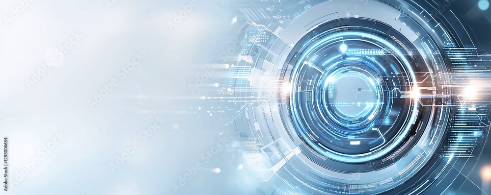 Aufkleber futuristic technology background featuring intricate digital circuitry and circular patterns, illust