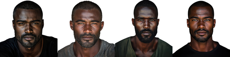 Obraz premium Powerful and Impactful Portrait of a Serious Intense and Brooding African Man with a Rugged Masculine Appearance and an Unwavering Resolute Gaze