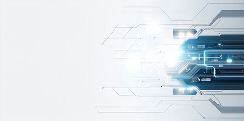 Obraz premium Futuristic technology background featuring glowing circuits and digital patterns, ideal for showcasing innovations, electronics, and advanced tech concepts in visual presentations.