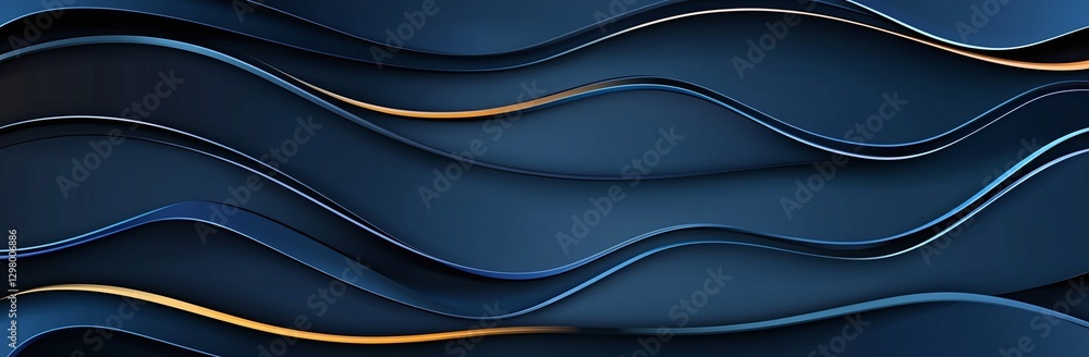 Aufkleber this abstract background features smooth, flowing lines in shades of blue and gold, creating a sense