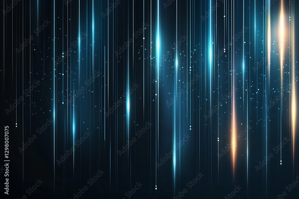 Poster this abstract digital background features vibrant blue and orange vertical lines with sparkling part