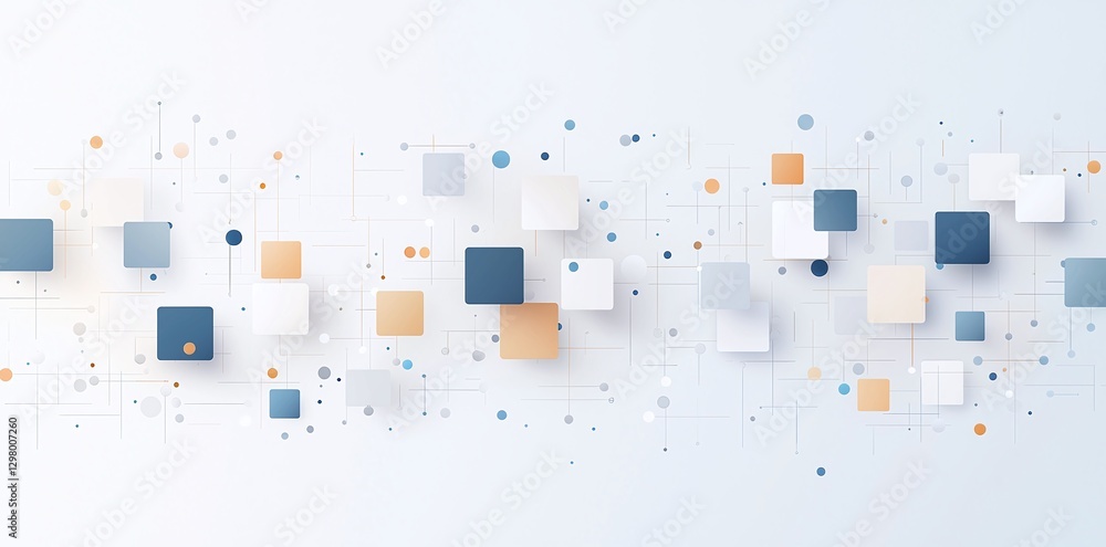 Poster this abstract image features a harmonious arrangement of geometric shapes in soft colors, creating a