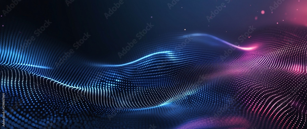 Poster vibrant abstract waves of blue and pink light create a dynamic and immersive background
