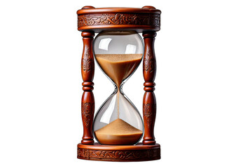Elegant hourglass displaying sand home decor classic. isolated on a transparent or white background.