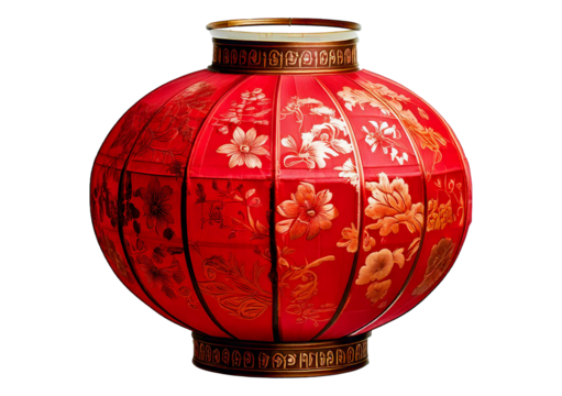 Elegant red lanterns asian market culture close-up. isolated on a transparent or white background.