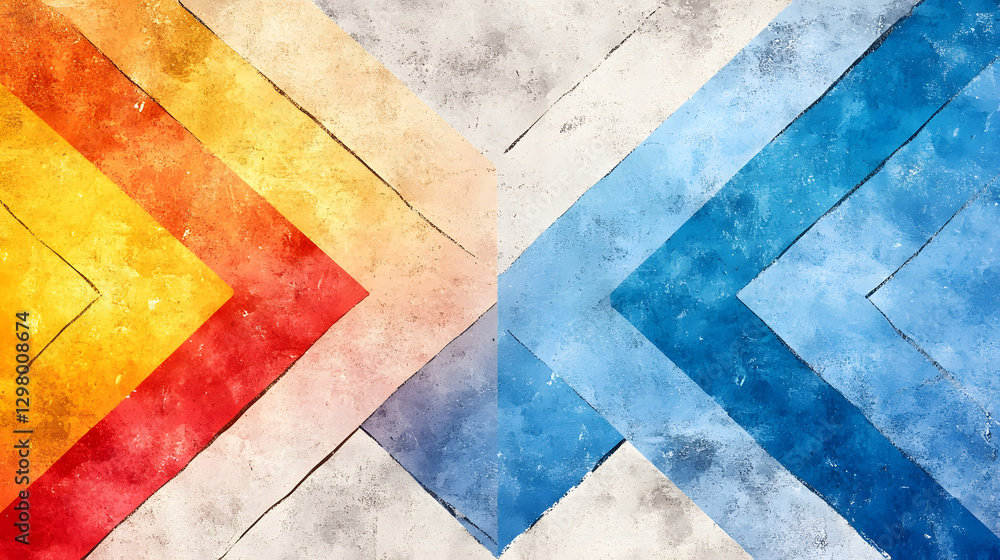 Poster Abstract colorful chevron pattern on a textured background
