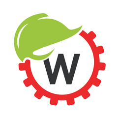 Gear Helmet Logo combine with letter W vector template
