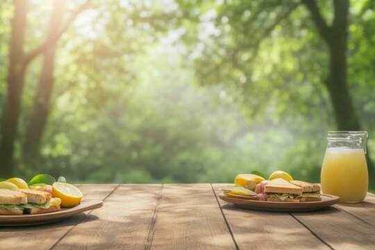 Brightly lit outdoor scene featuring delicious snacks and refres