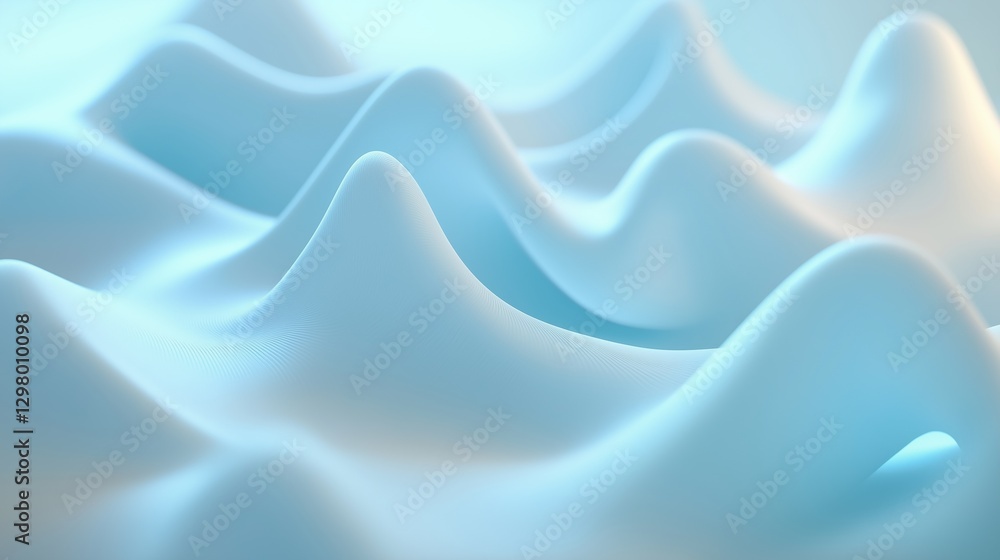 Poster close-up of a group of wavy, abstract shapes in a light blue color. the shapes are arranged in a way