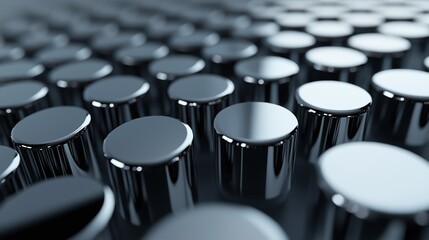 Fototapeta premium Close-up of a group of black cylindrical objects arranged in a grid-like pattern. the objects appear to be made of metal and have a shiny, metallic finish.