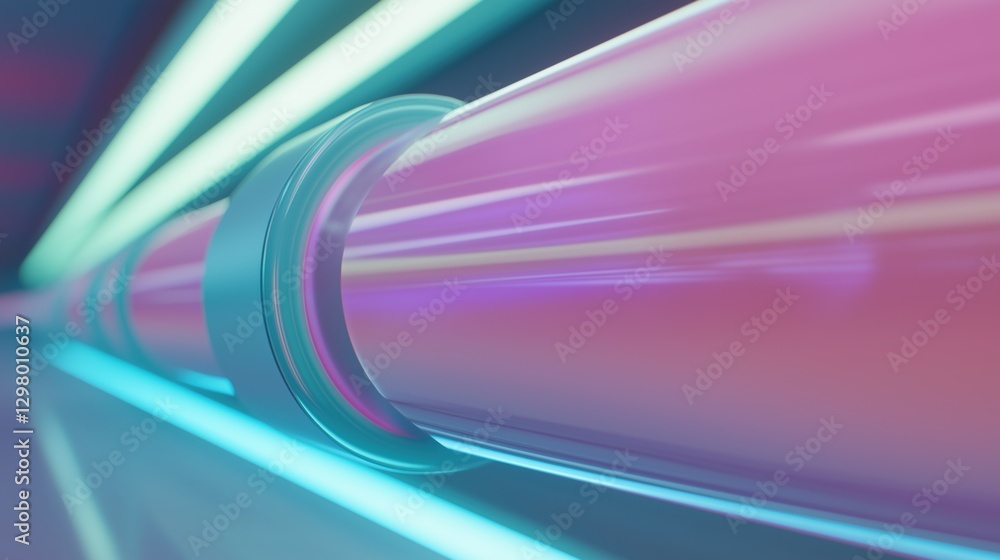 Poster close-up of a cylindrical object with a pink and blue gradient background. the object appears to be 