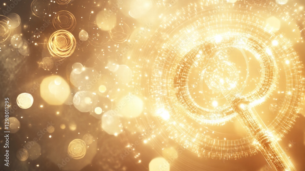 Poster golden swirling patterns create a mesmerizing visual effect with sparkling lights in soft focus. gen
