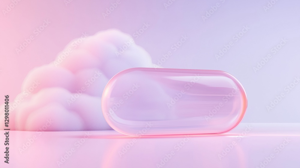 Aufkleber 3d rendering of a pink pill or capsule on a white surface. the pill is in the center of the image an