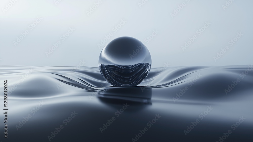 Aufkleber digital art piece that appears to be a 3d rendering of a single sphere floating on top of a body of 