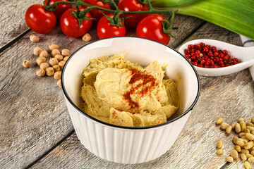 Natural chickpea hummus with paprika