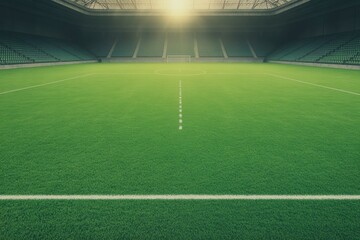 Obraz premium Lush green field illuminated by bright sunlight, creating an inv