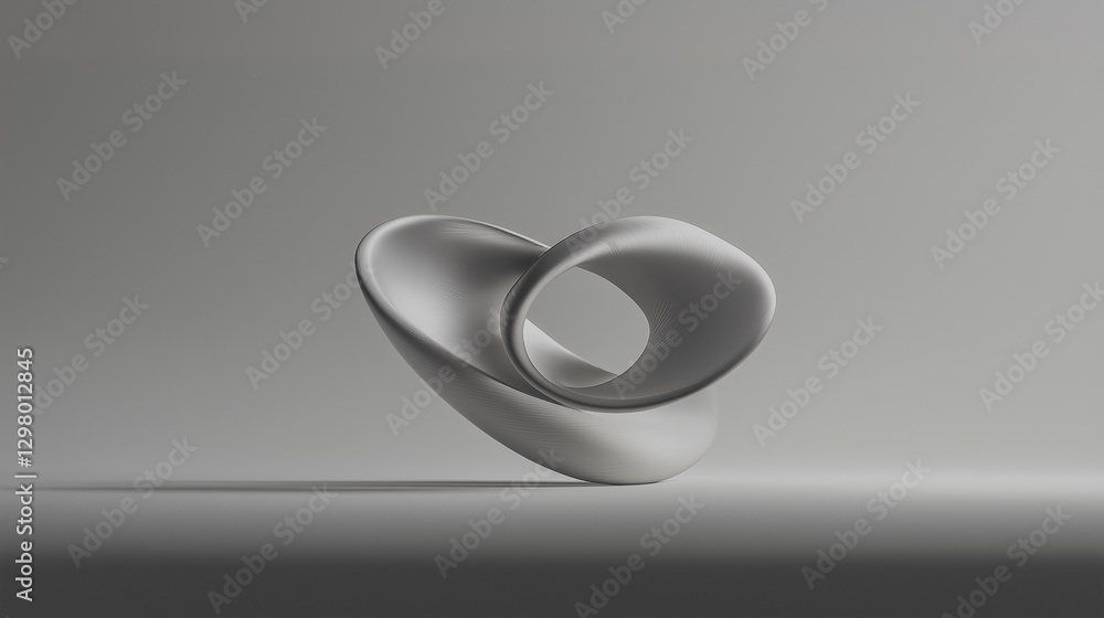 Poster 3d rendering of a modern abstract sculpture. the sculpture is made of a shiny, metallic material and