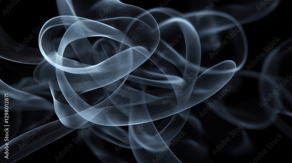 Poster abstract digital art piece that appears to be made up of thin, wavy lines that create a sense of mov