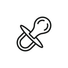 Baby pacifier icon in flat style. Nipple for newborn child vector illustration on isolated background. Soother sign business concept.