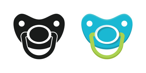 Baby pacifier icon in flat style. Nipple for newborn child vector illustration on isolated background. Soother sign business concept.