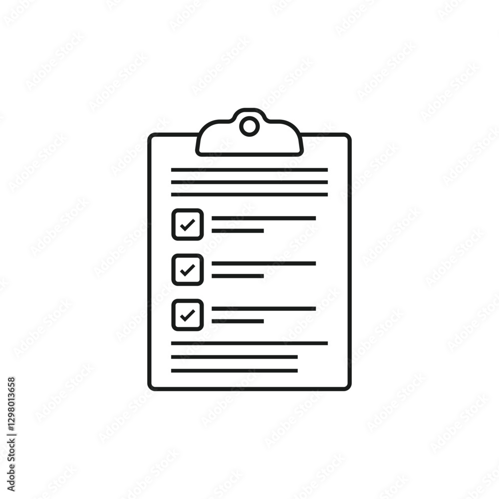 Poster clipboard with checklist icon in flat style. planning and organization of work vector illustration o