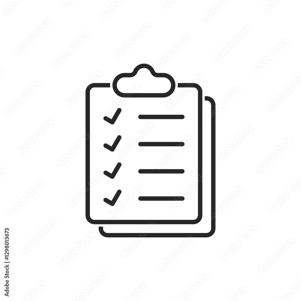 Poster clipboard with checklist icon in flat style. planning and organization of work vector illustration o