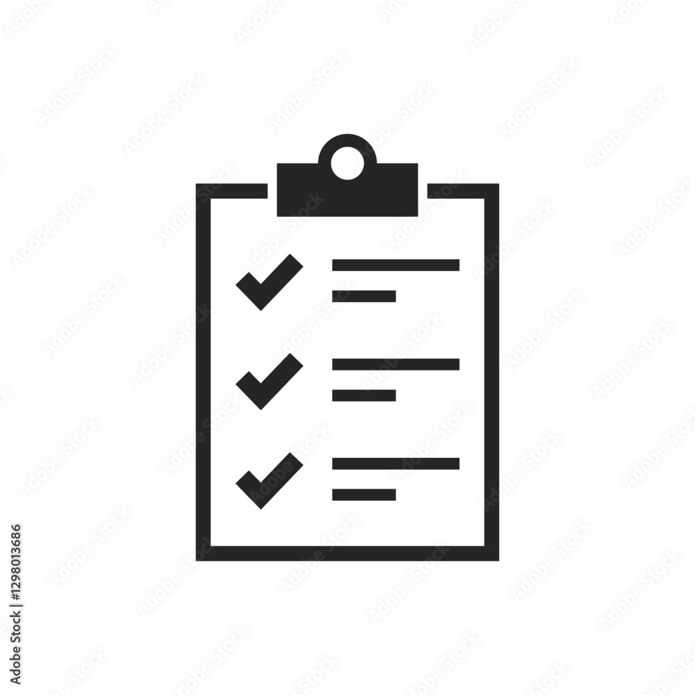 Poster clipboard with checklist icon in flat style. planning and organization of work vector illustration o