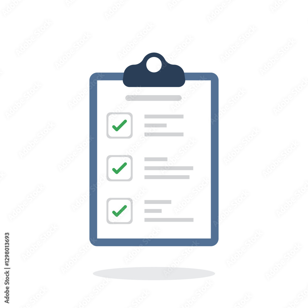 Poster clipboard with checklist icon in flat style. planning and organization of work vector illustration o